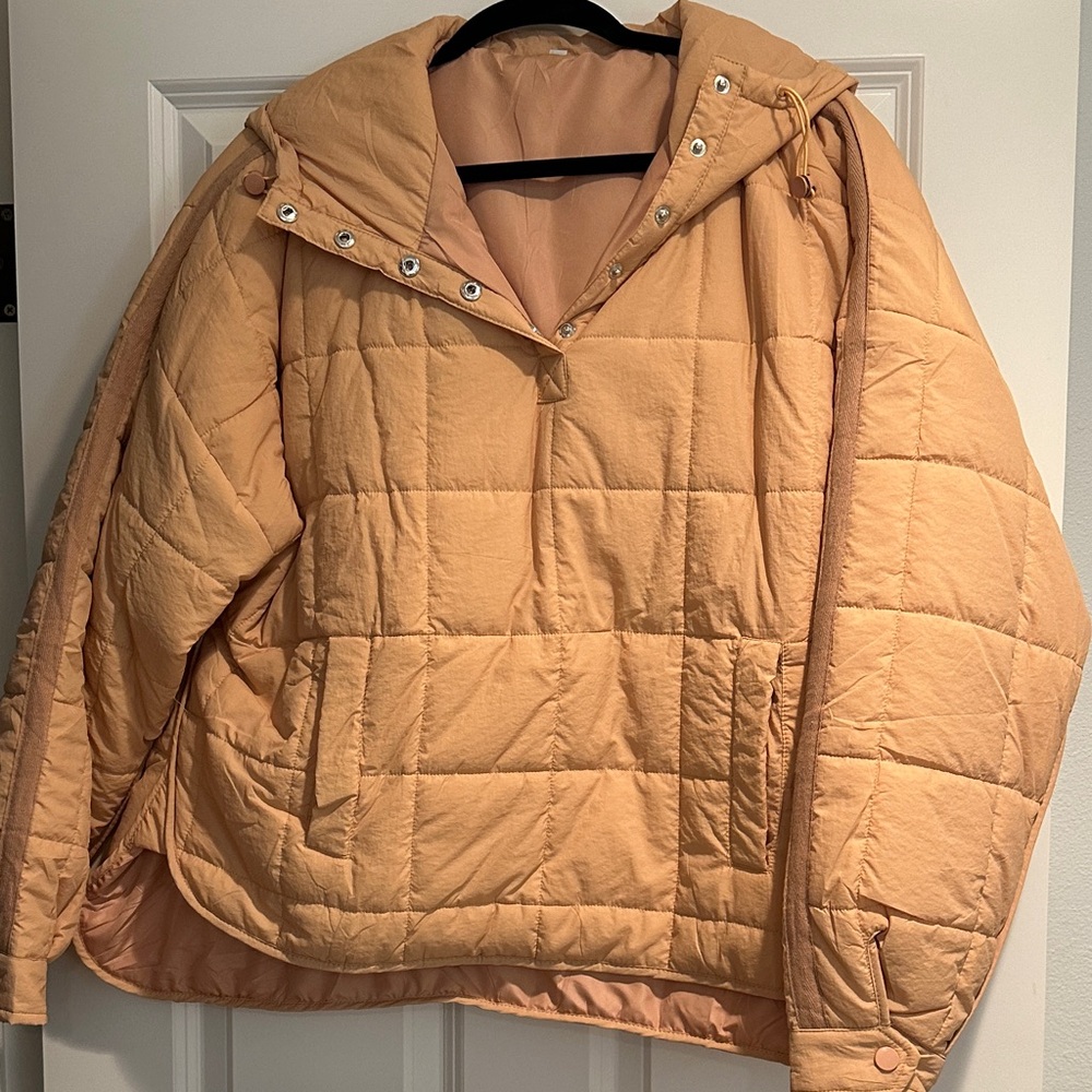 Tan Quilted Hooded Jacket
